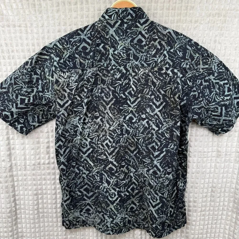 Vintage Johari West Shirt Mens Large Blue Short Sleeve Button Up Hawaiian Cotton
